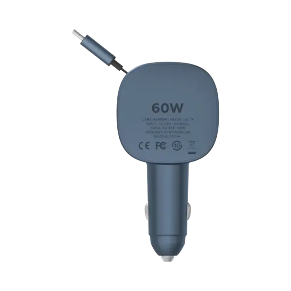 Momax UC19 1-Move⁺ 2-Port Car Charger With Built-In Retractable Cable 60W